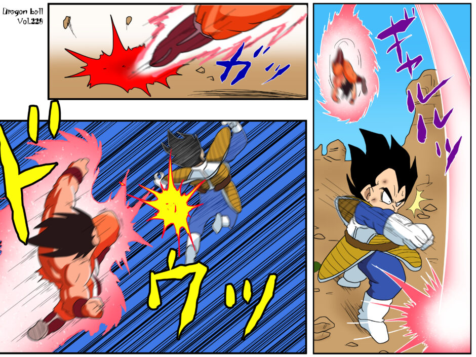 3倍界王拳悟空に全く攻撃を当てられないベジータ イラスト ドラゴンボールz Iq